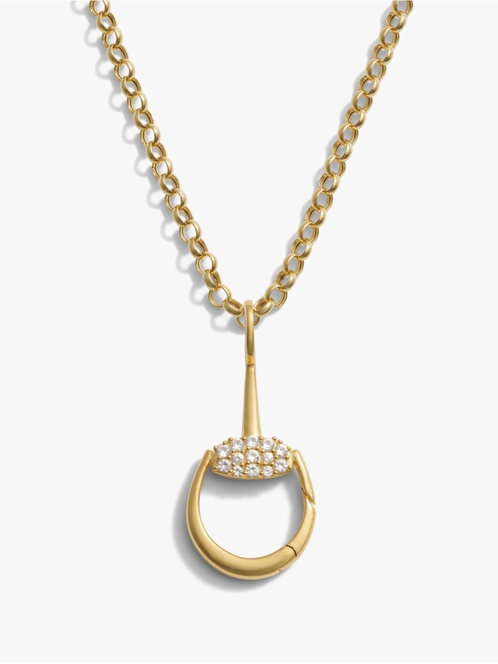 Awe Horsebit Rolo Chain Charm Link Necklace 14K Gold Vermeil NEW
